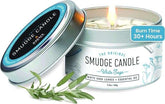 SOUL STICKS Smudge Candle in tin with white sage for spiritual cleansing and aromatherapy, 30+ hour burn time
